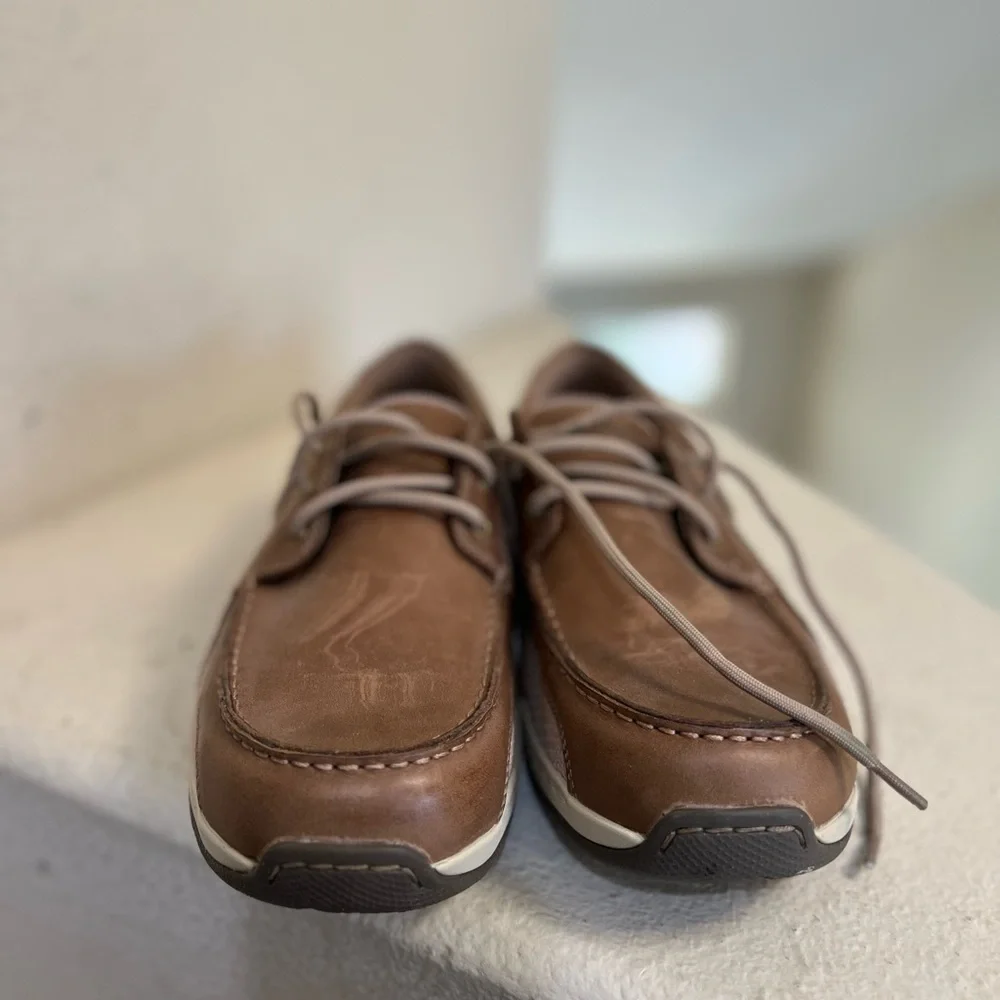 DUNHAM CAPTAIN MEN BROWN LEATHER BOAT‎ DECK SHOES MCN410TN SZ 12 Driving Loafers